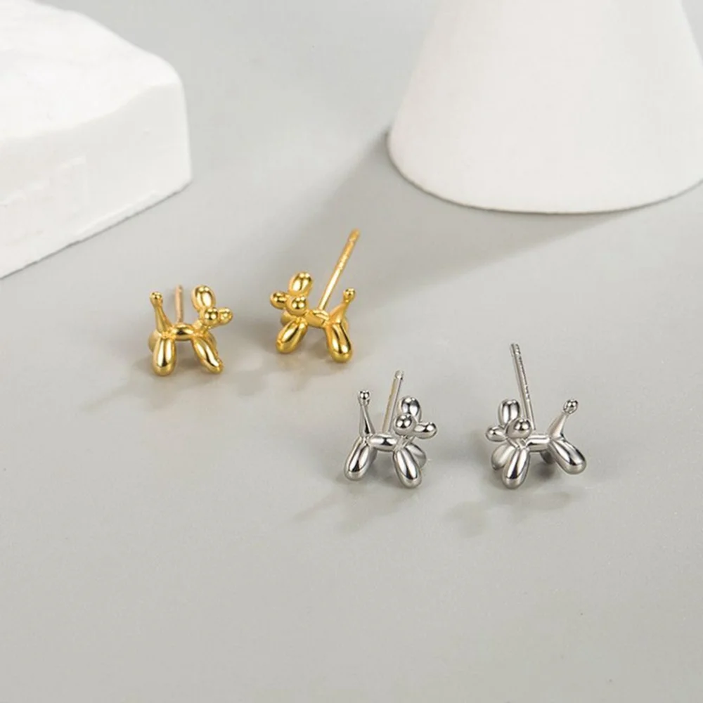 NEW Unisex Gold-Plated S925 Balloon Dog Stud Earrings,‎ 0.7cm